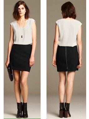 Banana Republic Womens Black and Ivory Blouson Mini Dress Colorblock 8 NWT
